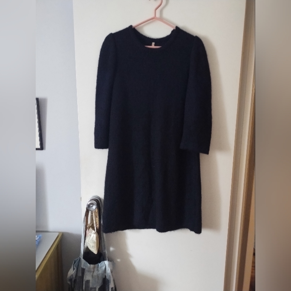 INDRESS Blue Kid Mohair Alpaca Blend Chunky Knit Dress L